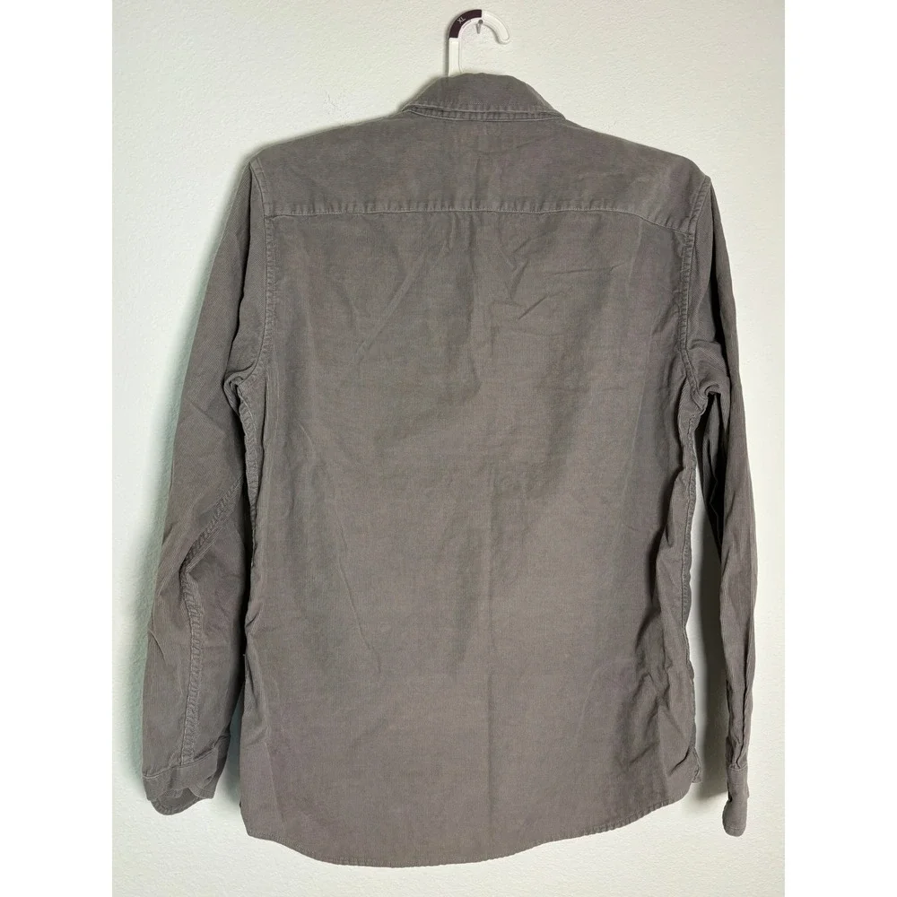 Banana Republic Mens Slim Fit Corduroy Button Down Shirt Grey Size M Long Sleeve